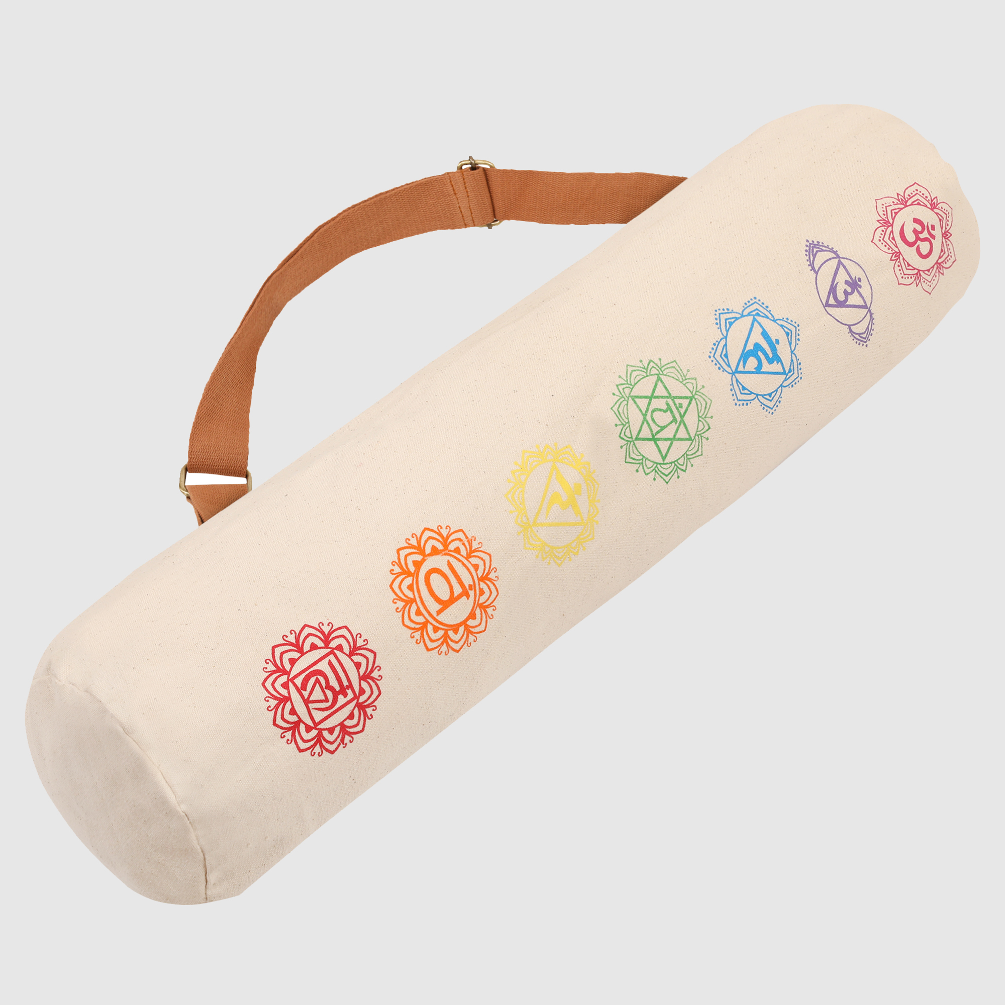 Balance Of Life Symmetric Pattern Printed Cotton Canvas Hobo Monk Yoga Bag